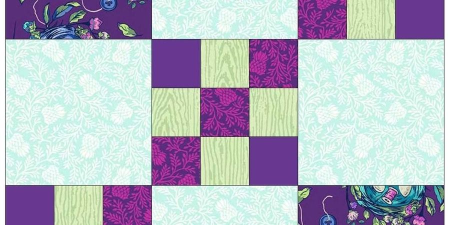 Quilt design displaying common quilting shapes