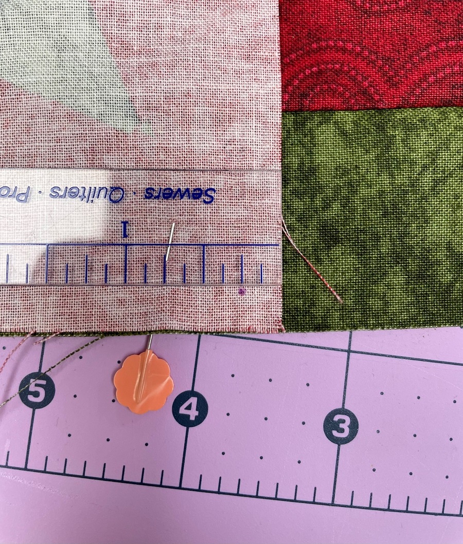 fabric with clear ruler and orange mark