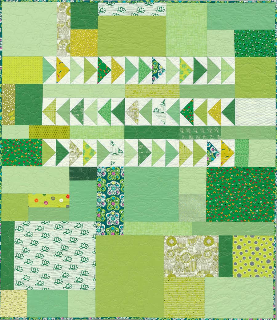 Fields of green full quilting pattern image
