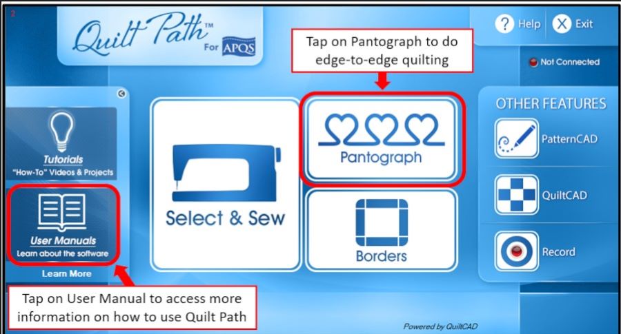 Quilt Path 101: Attaching, starting and using pantograph on your Quilt Path - Instructions on powering up the Quilt Path system