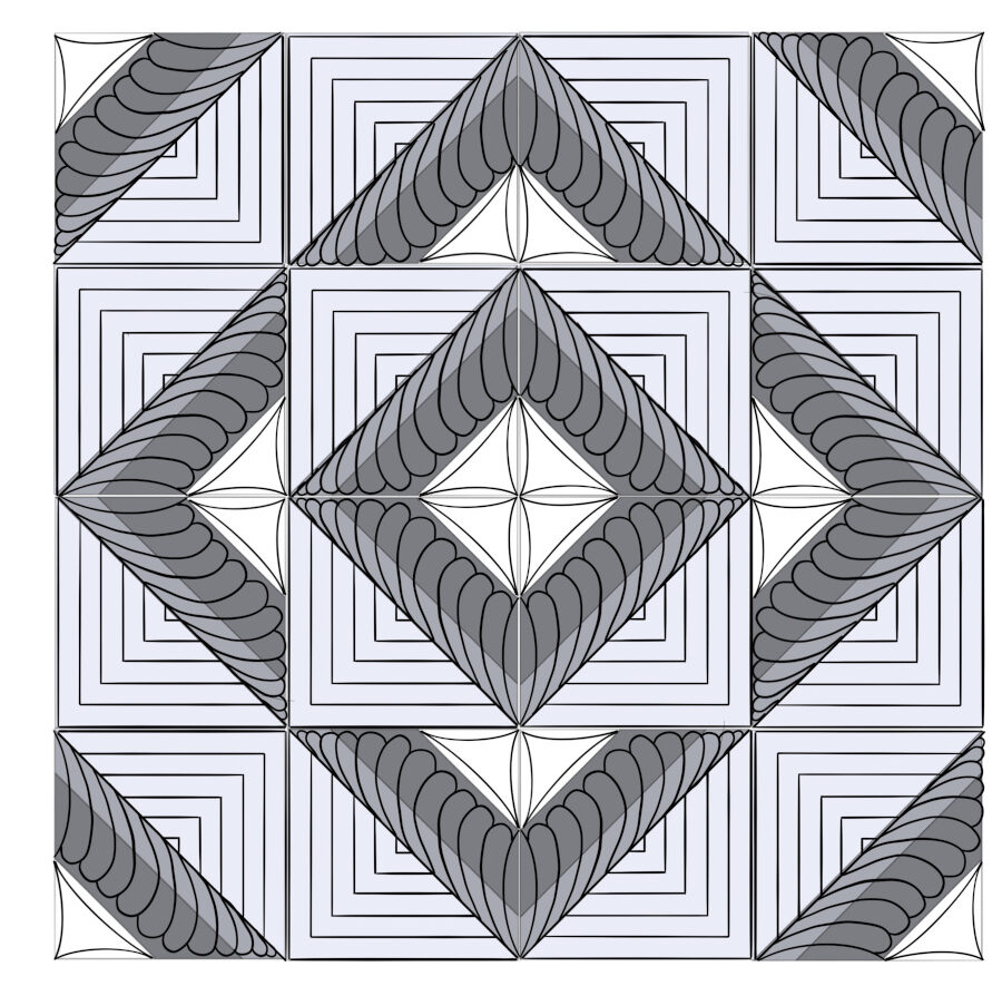 Quick Quilt Top – Half Square Triangle Block: Help us pick a quilting design - feather square quilt design