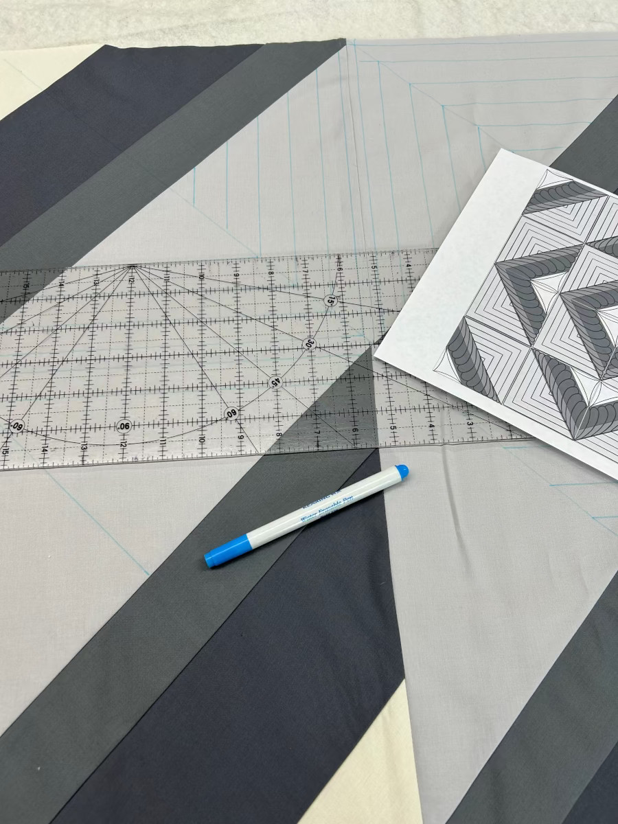 Quick Quilt Top -Half Triangle Square Block – Win our finished quilt - planning and mapping out the quilt with marking tools